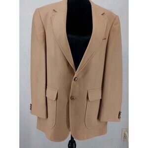 Stafford 2 Button Blazer Sports Coat Tan Camel Color 100% Wool Size‎ 41L